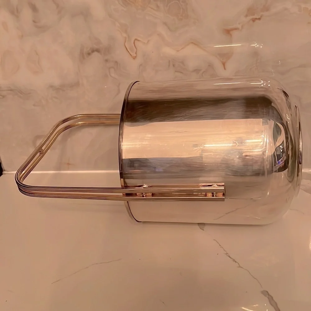 Vintage Maestri Argente Silver and brass ice bucket made in Italy